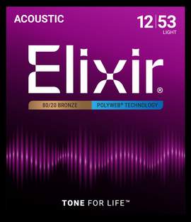 Elixir 80/20 Bronze Acoustic Guitar Strings Polyweb Light (.012-.053)