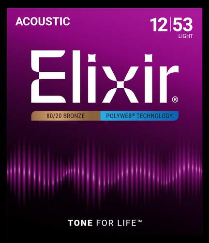 Elixir 80/20 Bronze Acoustic Guitar Strings Polyweb Light (.012-.053)