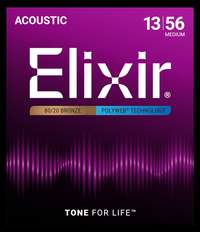 Elixir 80/20 Bronze Acoustic Guitar Strings Polyweb Medium (.013-.056)