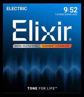 Elixir 7-String Electric Guitar Strings Nanoweb Super Light (.009-.052)