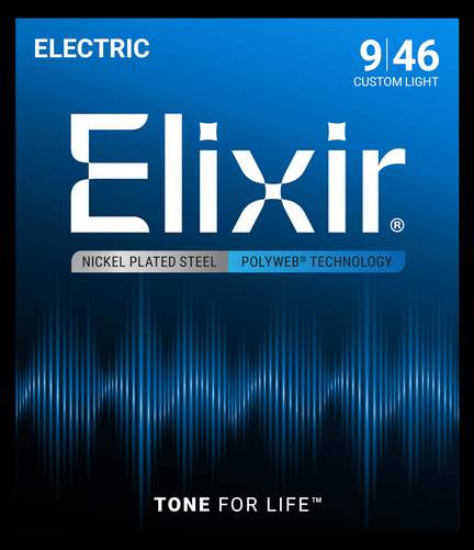 Elixir Electric Guitar Strings Polyweb Custom Light (.009-.046)