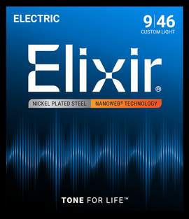 Elixir Electric Guitar Strings Nanoweb Custom Light (.009-.046)