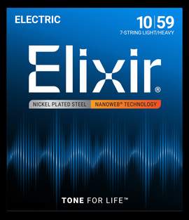Elixir 7-String Electric Guitar Strings Nanoweb Light/Heavy (.010-.059)