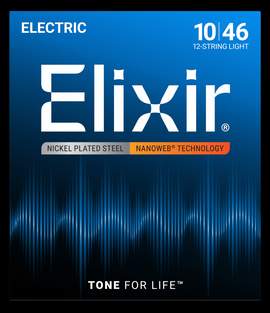 Elixir 12-String Electric Guitar Strings Nanoweb Light (.010-.046)