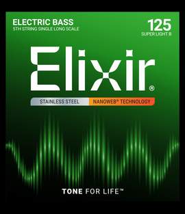 Elixir Stainless Steel 5th Bass String Nanoweb Long Scale, Super Light B (.125)