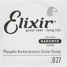 Elixir Phosphor Bronze Single Acoustic Guitar String Nanoweb (.027)
