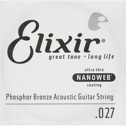 Elixir Phosphor Bronze Single Acoustic Guitar String Nanoweb (.027)