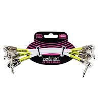 Ernie Ball 6" Pancake Patch Cable 3pk White