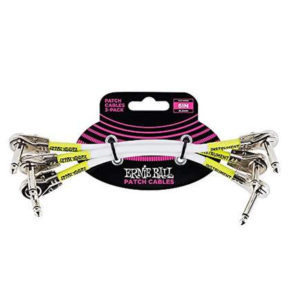Ernie Ball 6" Pancake Patch Cable 3pk White