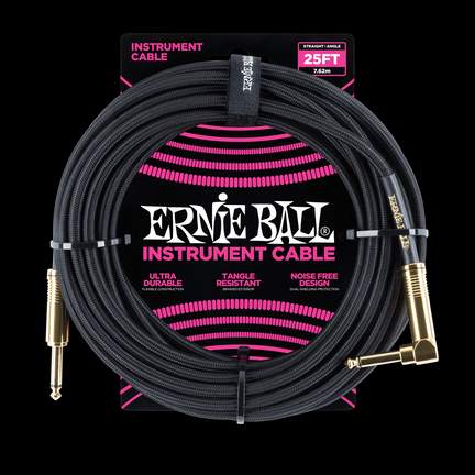 Ernie Ball 25ft Strt-angle Braided Black
