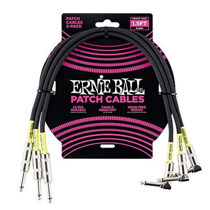 Ernie Ball 1.5ft Strt-angle 3pk Patch Cable Black