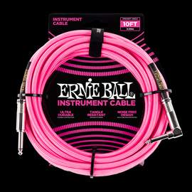 Ernie Ball 10' Braided Strt/angle Cable - Pink