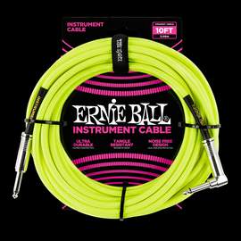 Ernie Ball 10' Braided Strt/angle Cable Yellow