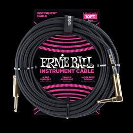 Ernie Ball 10' Braided Strt/angle Cable - Blk (gld)