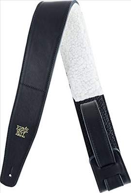 Ernie Ball 4137 Black Leather 2.5" Strap W/fur Pad
