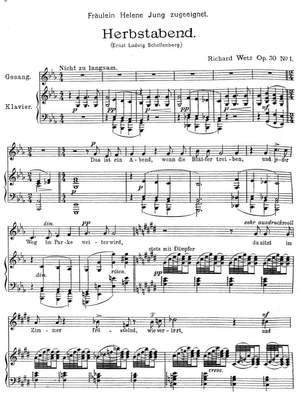 Wetz, Richard: Drei Gedichte op. 30 for voice and piano