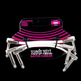 Ernie Ball 3" Flat Ribbon Patch Cable 3-pack - White