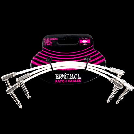 Ernie Ball 6" Flat Ribbon Patch Cable 3-pack - White