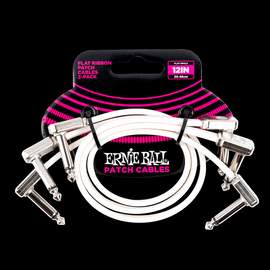 Ernie Ball 12" Flat Ribbon Patch Cable 3-pack- White