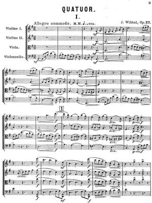 Wihtol, Joseph: Quatuor (Sor majeur) op. 27 for two violins, viola and cello