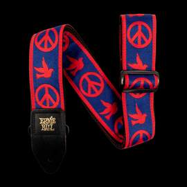 Ernie Ball Strap Jacquard Red & Blue Peace Love Dove