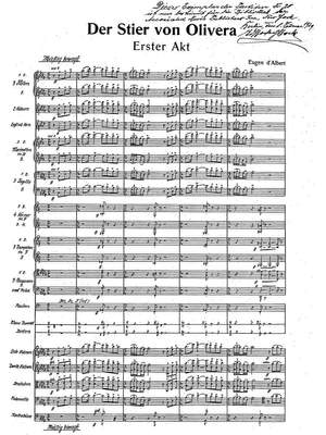 Albert, Eugen d': Der Stier von Olivera (full opera score with German libretto)