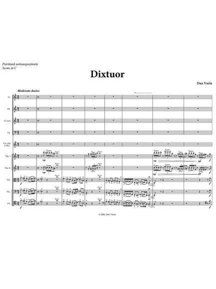 Variu, Dan: Dixtuor for string and woodwind quintets (score and parts / first print)