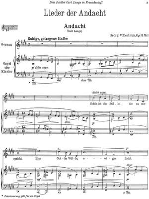 Vollerthun, Georg: Lieder der Andacht nach Gedichten von Carl Lange op. 31 for medium voice and piano (2 Copies)