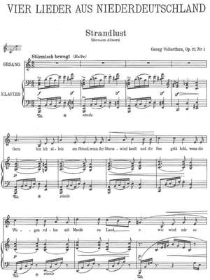 Vollerthun, Georg: Lieder aus Niederdeutschland nach Texten von Hermann Allmers op.27 for medium voice and piano (2 Copies)