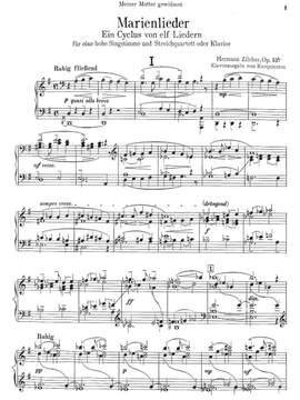 Zilcher, Hermann: Marienlieder. Ein Zyklus von elf Liedern op. 52b for (high) voice and piano (Piano Score, 2 Copies)