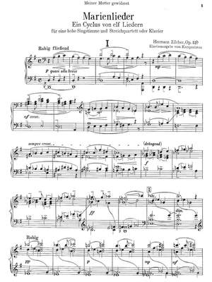 Zilcher, Hermann: Marienlieder. Ein Zyklus von elf Liedern op. 52b for (high) voice and piano (Piano Score, 2 Copies)