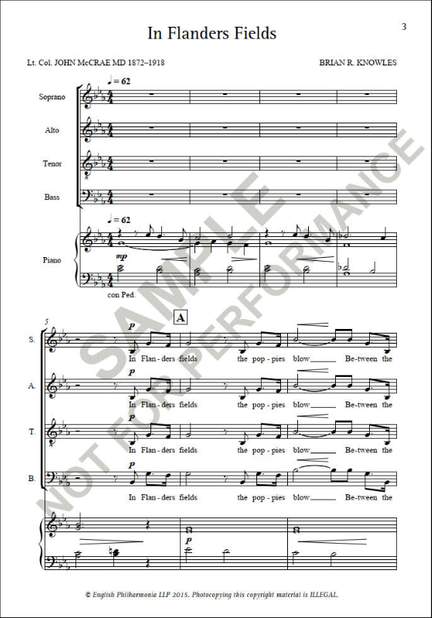 Knowles, Brian: In Flanders Fields (SATB)