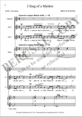 Knowles, Brian: I Sing of a Maiden (SSAA)