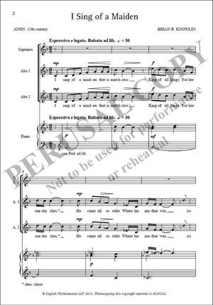 Knowles, Brian: I Sing of a Maiden (SSAA)