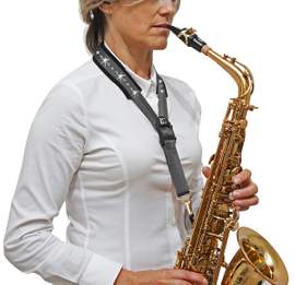 BG Saxophone 'Comfort' Neck Strap - Cotton Padded Metal coated Snap Hook Alto/ Tenor Saxophone
