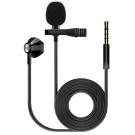 Kinsman Clip-On Lavalier Microphone with Earpiece - 3.5mm TRRS Jack