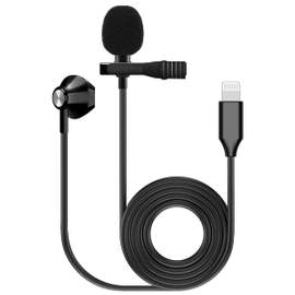 Kinsman Clip-On Lavalier Microphone with Earpiece - Lightning Connector