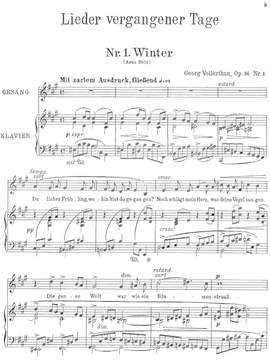 Vollerthun, Georg: Lieder vergangener Tage op. 36 for medium voice and piano