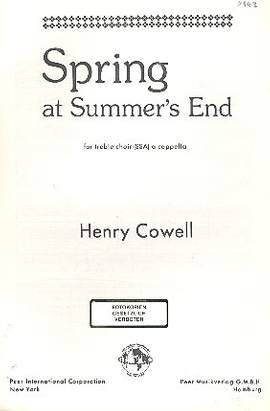 Henry Cowell: Spring at Summer's End