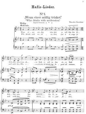 Streicher, Theodor: Hafis-Lieder for voice and piano