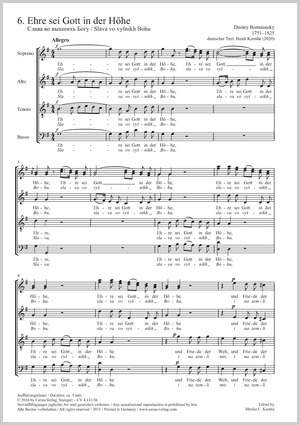 Bortniansky, Dimitri Stepanowitsch: Glory to God in the highest