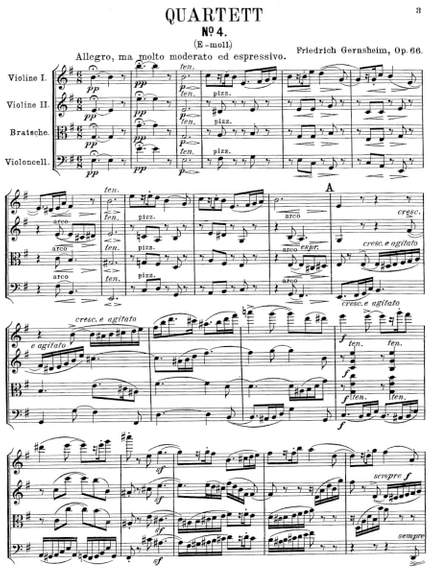 Gernsheim, Friedrich: String Quartet No. 4 in e Minor op. 66