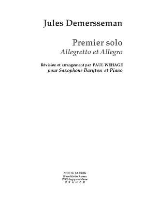 J. Demersseman/Wehage: Premier Solo : Allegretto et Allegro