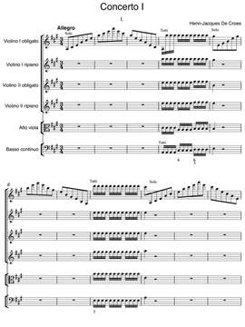 De Croes, Henri-Jacques: VI concerti, opera prima for four violins, alto viola and basso continuo