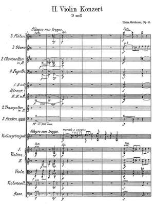 Grädener, Hermann: Second Violin Concerto in D minor, Op. 41