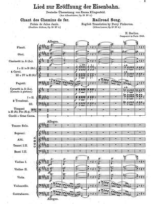 Berlioz, Hector: Chant des Chemins de fer Op. 19 No. 3 for choir and orchestra