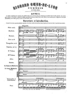 Grétry, André: Richard Coeur-de-lion, opera-comique en trois actes