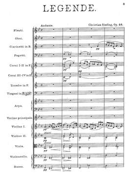 Sinding, Christian: Legende Op.46 for violin and orchestra