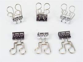 Binder Clip quaver black/white 6 pcs