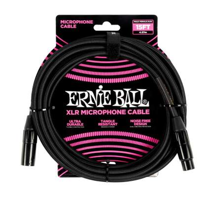 Ernie Ball 15ft Braided Xlr Microphone Cable Black